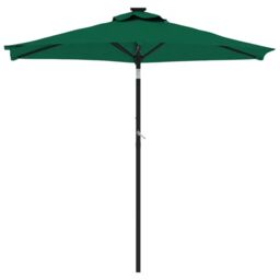 Berkfield Home Garden Parasol with Steel Pole Green 225x225x212 cm - Size: 225 x 225 x 212 cm - thumbnail 3