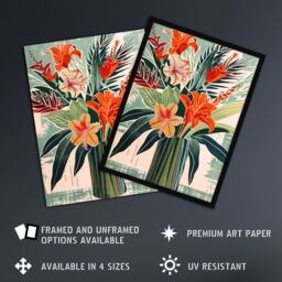 "Artery8 Exotic Red Orange Lily Flower Vase Floral Spring Wall Art Print - Size: W24"" x H32""" - thumbnail 2