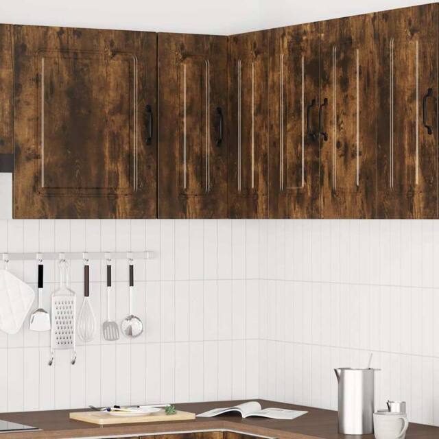 Berkfield Home Kitchen Wall Corner Cabinet Kalmar Smoked Oak Engineered Wood in Brown - image 1