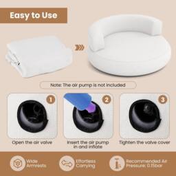Costway Inflatable Lounger Air Sofa with Detachable Cover in White - thumbnail 7