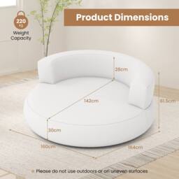 Costway Inflatable Lounger Air Sofa with Detachable Cover in White - thumbnail 4