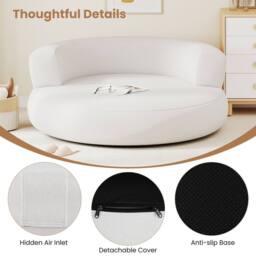 Costway Inflatable Lounger Air Sofa with Detachable Cover in White - thumbnail 8