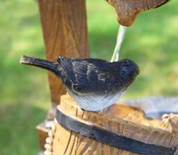 Primrose Solar Powered Wishing Well Water Feature Bucket Fountain Outdoor 74cm in Light Grey - thumbnail 6