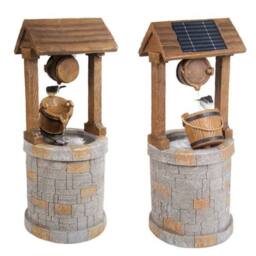 Primrose Solar Powered Wishing Well Water Feature Bucket Fountain Outdoor 74cm in Light Grey - thumbnail 8
