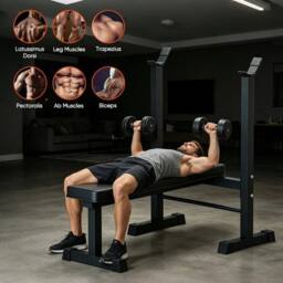 FLAVORA 660LBS 2 in 1 Fixed Weight Bench, Workout Bench Set in Black - Size: 0-12 m - thumbnail 5
