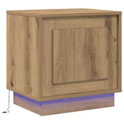 Berkfield Home Bedside Cabinets with LED Lights 2 pcs Artisan Oak 44x34.5x45 cm in Brown - thumbnail 5