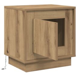 Berkfield Home Bedside Cabinets with LED Lights 2 pcs Artisan Oak 44x34.5x45 cm in Brown - thumbnail 6