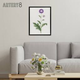 "Artery8 Thistle Flower Framed Canvas Wall Art Print Vintage Japanese Botanical in Purple - Size: W12"" x H16""" - thumbnail 3