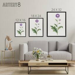 "Artery8 Thistle Flower Framed Canvas Wall Art Print Vintage Japanese Botanical in Purple - Size: W12"" x H16""" - thumbnail 4