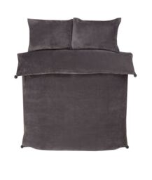 Rapport Home Pom Pom Fleece Duvet Cover Set with Pillowcase in Charcoal - Size: Single