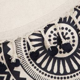 Wyld and Coco 120cm Round Cotton Rug - Cream and Navy with Tassels in Blue - Size: 120 cm diameter - thumbnail 4