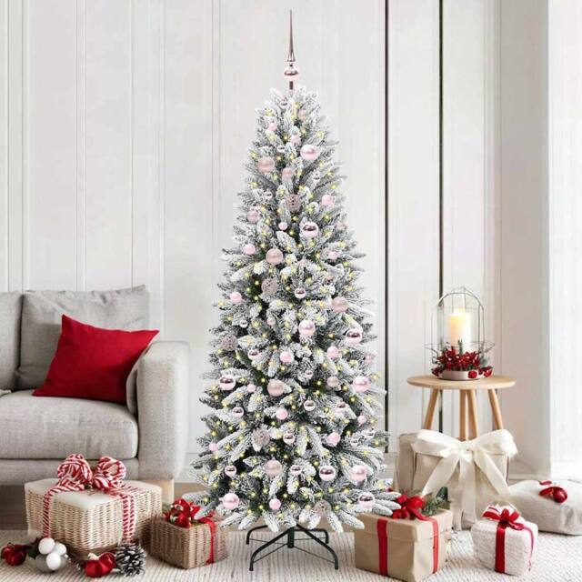 Berkfield Home Artificial Christmas Tree with 300 LEDs White 73 x 73 x 180 cm - image 1