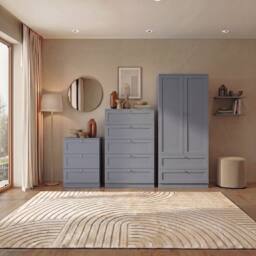 Home Discount Vida Designs Altino 3Pc Bedroom Set(3Dr Bedside, 5Dr Chest, Wardrobe) in Grey - thumbnail 1