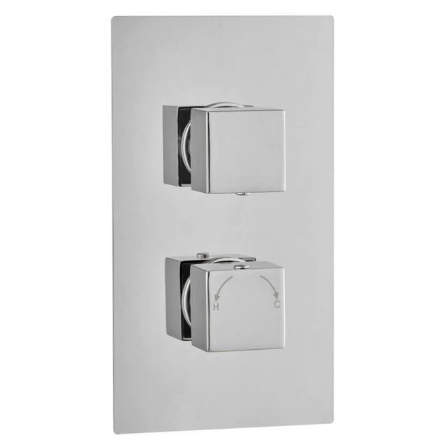 Bathroom Kingdom Menai Chrome Square Thermostatic Shower Valve - 2 Outlet in Silver - image 1