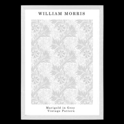 ARTZE William Morris Marigold in Grey Art Print / White Frame / SIZE: A3 in Light Grey - Size: A4 - thumbnail 2