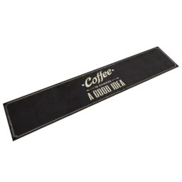 Berkfield Home Kitchen Rug Washable Coffee Text 60x300 cm Velvet in Black