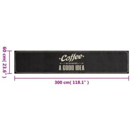 Berkfield Home Kitchen Rug Washable Coffee Text 60x300 cm Velvet in Black - thumbnail 5
