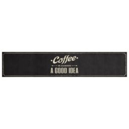 Berkfield Home Kitchen Rug Washable Coffee Text 60x300 cm Velvet in Black - thumbnail 2