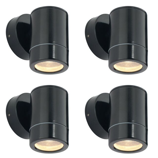 Loops 4 PACK Outdoor IP65 Wall Downlight - Dimmable 7W LED GU10 - Satin Black - image 1