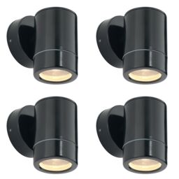 Loops 4 PACK Outdoor IP65 Wall Downlight - Dimmable 7W LED GU10 - Satin Black
