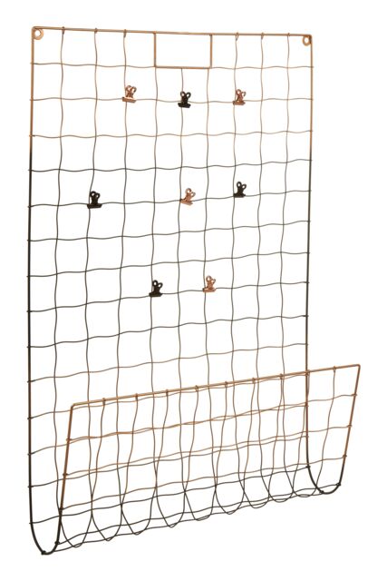 Orsina Wall Mount Magazine Rack with Clips, Black & Rose Gold Iron Wire Files Holder, Modern Design Document Stand - image 1