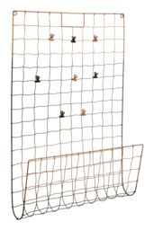 Orsina Wall Mount Magazine Rack with Clips, Black & Rose Gold Iron Wire Files Holder, Modern Design Document Stand