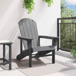 Berkfield Home Adirondack Chair Light Grey 74x82x91 cm HDPE - Size: 74 x 82 x 91 cm - thumbnail 3