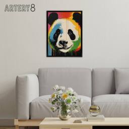 "Artery8 Panda Bear Colourful Kids Bedroom Framed Canvas Wall Art Print - Size: W12"" x H16""" - thumbnail 3