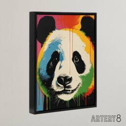 "Artery8 Panda Bear Colourful Kids Bedroom Framed Canvas Wall Art Print - Size: W12"" x H16""" - thumbnail 2