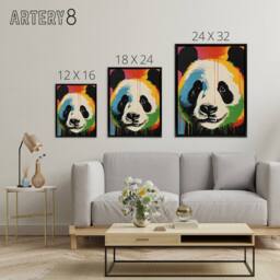 "Artery8 Panda Bear Colourful Kids Bedroom Framed Canvas Wall Art Print - Size: W12"" x H16""" - thumbnail 4