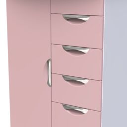 Ready Assembled 2 U Holborn 1 Door 5 Drawer Kids Robe (Ready Assembled) in Dusty Pink - Size: Large - thumbnail 5