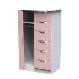 Ready Assembled 2 U Holborn 1 Door 5 Drawer Kids Robe (Ready Assembled) in Dusty Pink - Size: Large - thumbnail 6