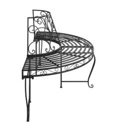 Berkfield Home Half Round Tree Bench 2 pcs Ã˜160 cm Black Steel - thumbnail 4