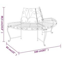 Berkfield Home Half Round Tree Bench 2 pcs Ã˜160 cm Black Steel - thumbnail 6