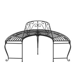 Berkfield Home Half Round Tree Bench 2 pcs Ã˜160 cm Black Steel - thumbnail 5