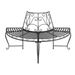 Berkfield Home Half Round Tree Bench 2 pcs Ã˜160 cm Black Steel - thumbnail 3