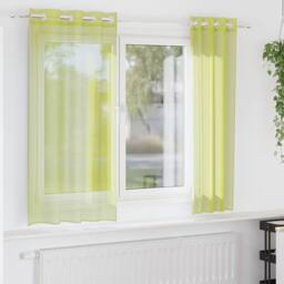 Berkfield Home Voile Curtains with Grommets 2 pcs Apple Green 140x175 cm - thumbnail 2