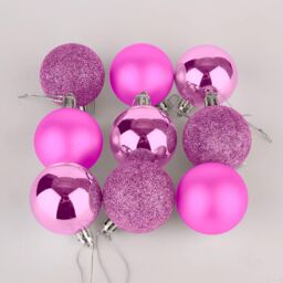 Shatchi 50mm/18Pcs Christmas Baubles Shatterproof Pink, Tree Decorations in Pink