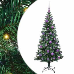 Berkfield Home Artificial Pre-lit Christmas Tree Green 150 cm PVC & Metal - thumbnail 2