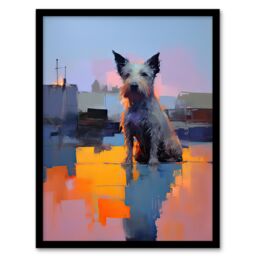 Artery8 Wall Art Print Waiting for His Master Terrier Dog Portrait Framed Picture - Size: A4 - thumbnail 1