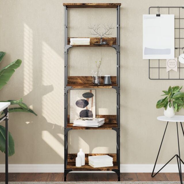 Berkfield Home Bookshelf Smoked Oak 50x33x153 cm Engineered Wood in Brown - Size: 50 x 33 x 153 cm - image 1