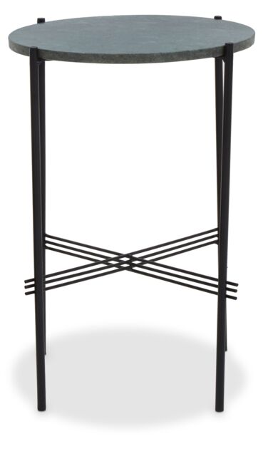 Orsina Green Marble Side Table, End Table with Black Crisscross Base, Powder Coated Frame Side Table, Bedside Table - image 1