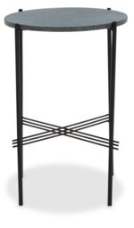 Orsina Green Marble Side Table, End Table with Black Crisscross Base, Powder Coated Frame Side Table, Bedside Table