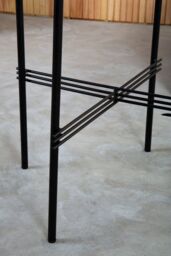 Orsina Green Marble Side Table, End Table with Black Crisscross Base, Powder Coated Frame Side Table, Bedside Table - thumbnail 5