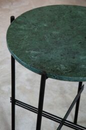 Orsina Green Marble Side Table, End Table with Black Crisscross Base, Powder Coated Frame Side Table, Bedside Table - thumbnail 4