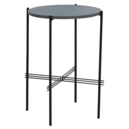 Orsina Green Marble Side Table, End Table with Black Crisscross Base, Powder Coated Frame Side Table, Bedside Table - thumbnail 3