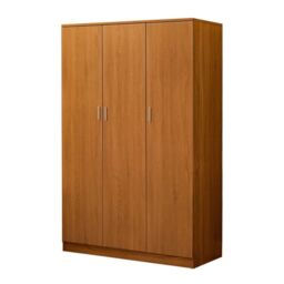 EONLION 3 Door Triple Wardrobe Bedroom Clothes Storage in Brown - thumbnail 5