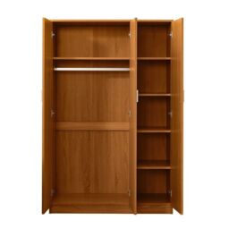 EONLION 3 Door Triple Wardrobe Bedroom Clothes Storage in Brown - thumbnail 4