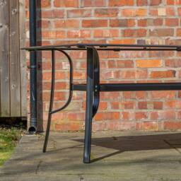 Samuel Alexander Outdoor 6 Person Rectangular Glass Top Garden Dining Table Chairs Set in Black - thumbnail 4