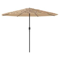 Berkfield Home Durable Garden Parasol with LEDs & Steel Pole Brown 324x324x247 cm in Tan - Size: 324 x 324 x 247 cm - thumbnail 6